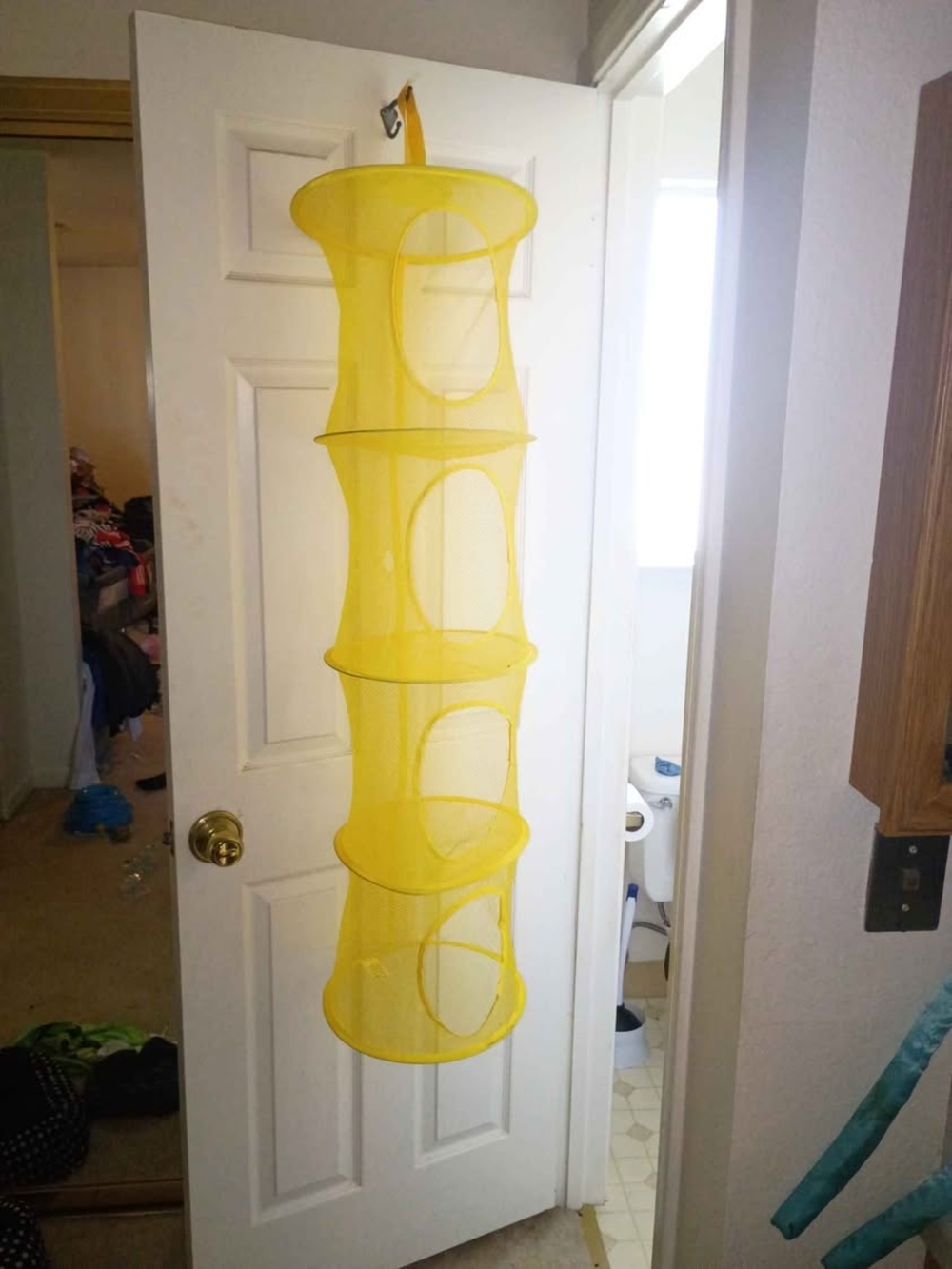 Yellow Hanging Mesh Organizer for Home Storage